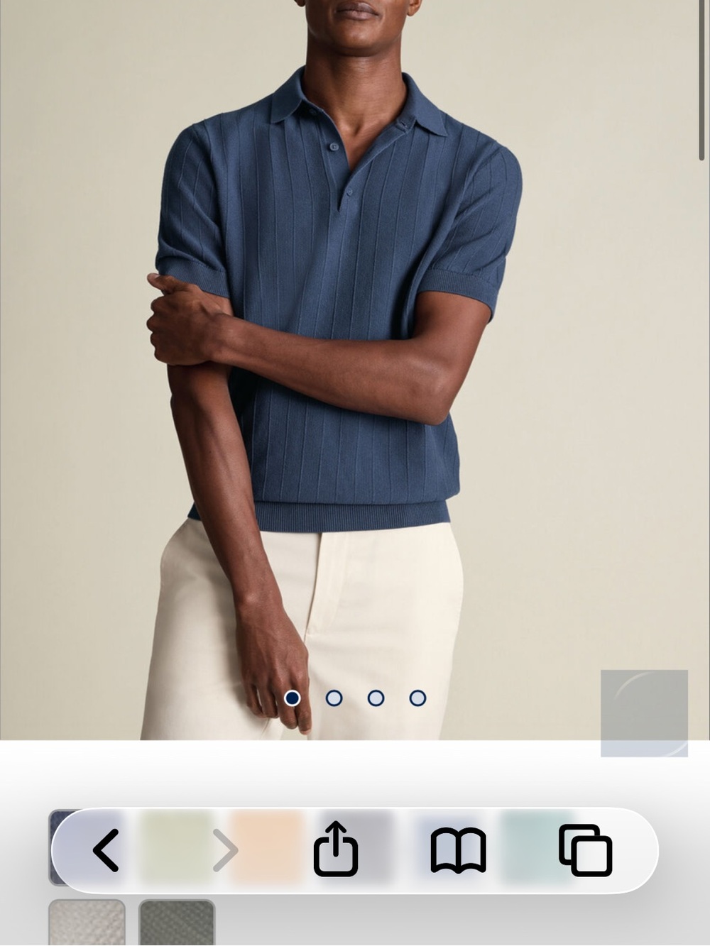 NWT Charles Tyrwhitt Navy Ribbed Polo Shirt